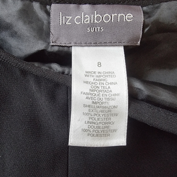Liz Claiborne Suits Fully Lined Wide Leg Black Dress Pants - Picture 4 of 8